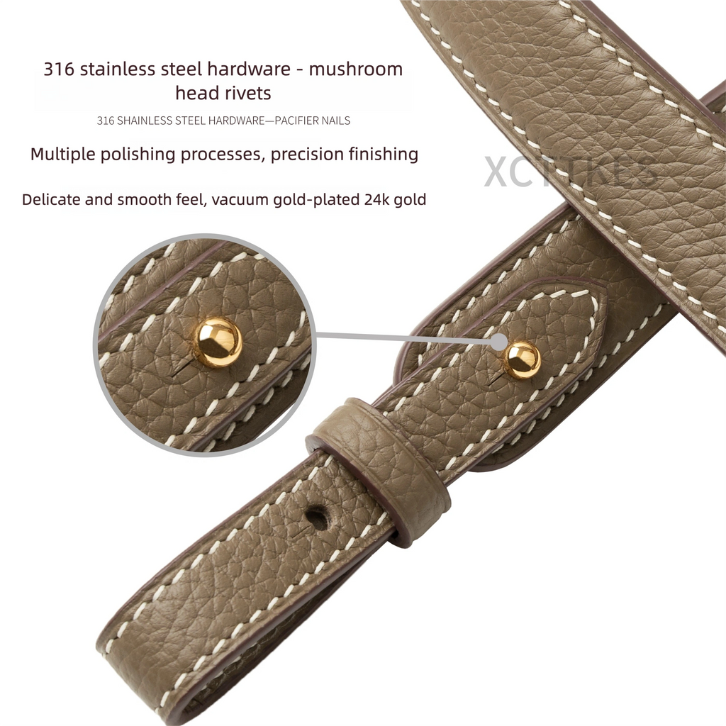 Premium 2.5cm Wide Shoulder Strap for Hermes Picotin, Lindy & Evelyne - Genuine Clemence Leather Replacement Crossbody Belt