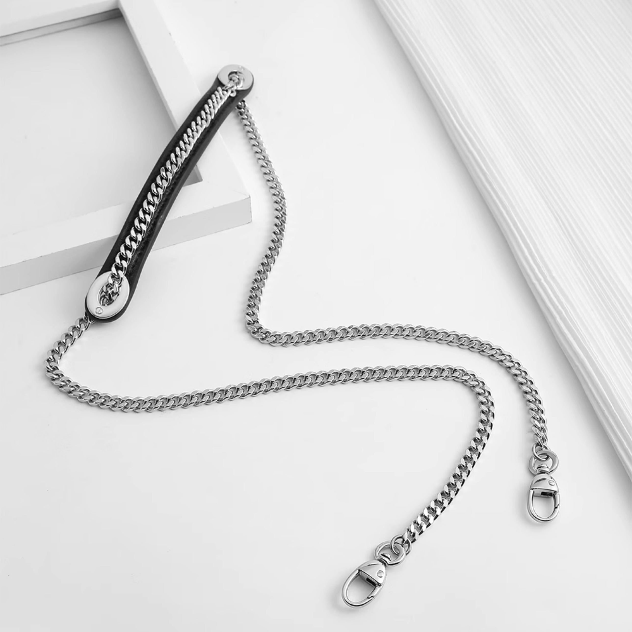 Handcrafted Crossbody Chain Strap for Lady Bag – Premium Metal Hardware, Stress-Reducing Shoulder Strap, Customizable Leather &amp; Chain Accessories