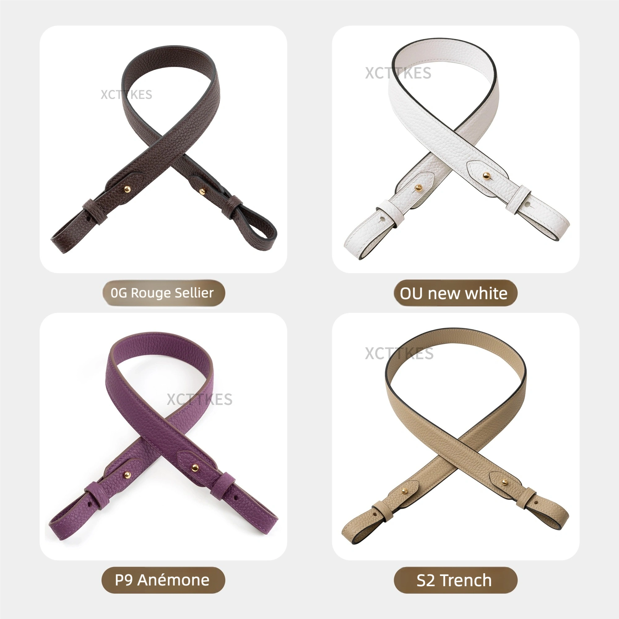 Premium 2.5cm Wide Shoulder Strap for Hermes Picotin, Lindy & Evelyne - Genuine Clemence Leather Replacement Crossbody Belt