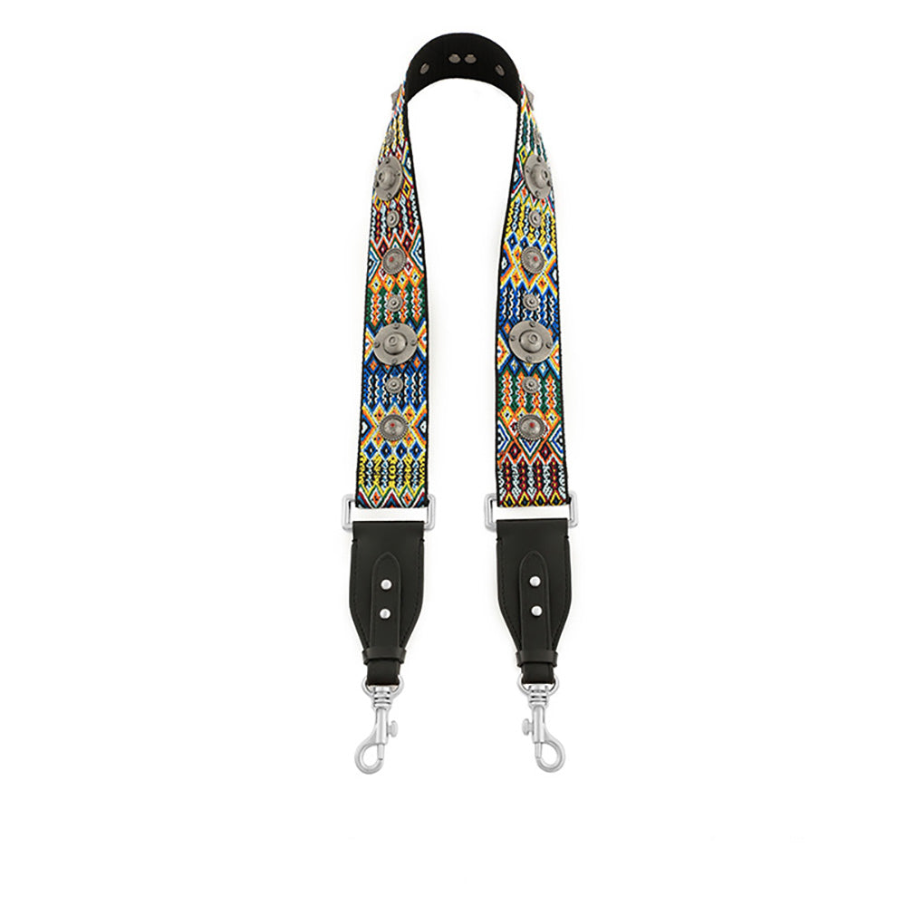 Vintage Boho Canvas Wide Shoulder Strap with Studs for Saddle Bag – Yellow Floral Print