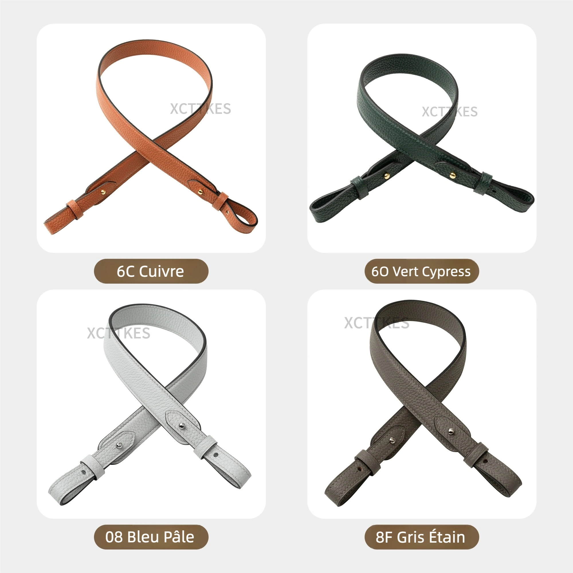 Premium 2.5cm Wide Shoulder Strap for Hermes Picotin, Lindy & Evelyne - Genuine Clemence Leather Replacement Crossbody Belt