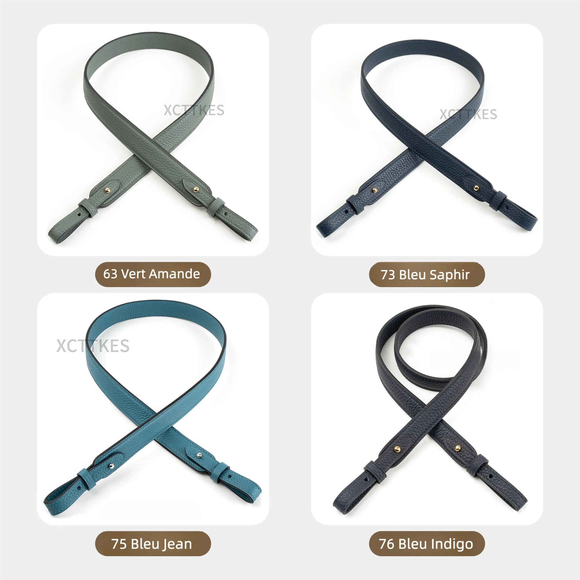 Premium 2.5cm Wide Shoulder Strap for Hermes Picotin, Lindy & Evelyne - Genuine Clemence Leather Replacement Crossbody Belt