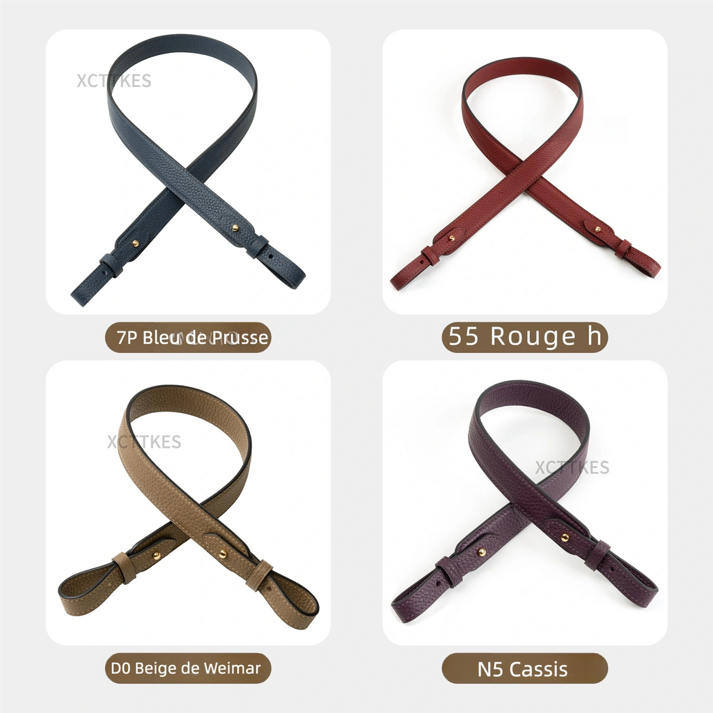 Premium 2.5cm Wide Shoulder Strap for Hermes Picotin, Lindy & Evelyne - Genuine Clemence Leather Replacement Crossbody Belt