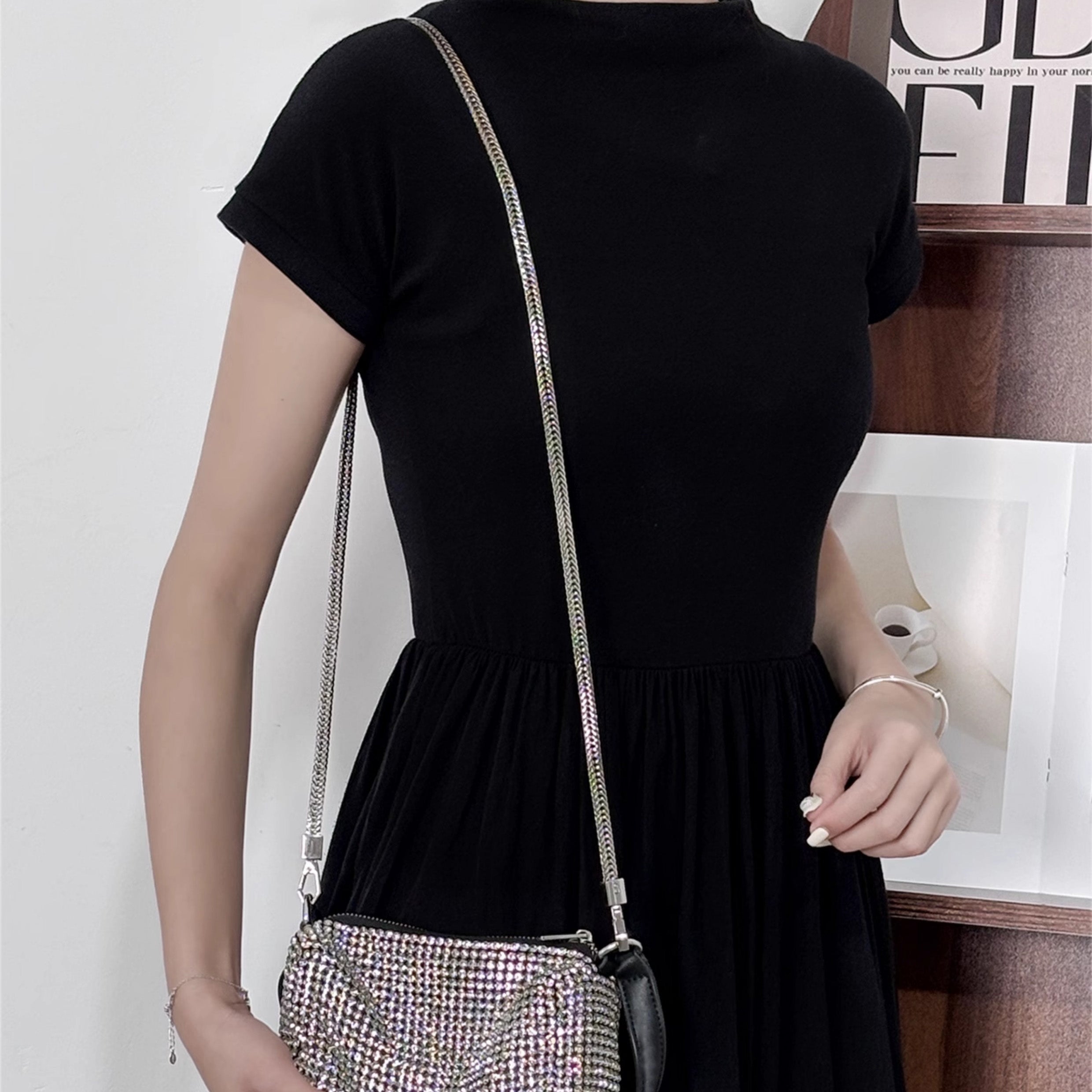 Luxury Alloy Snake Chain Strap for Rhinestone Bag - High-End Crossbody & Shoulder Chain Accessory