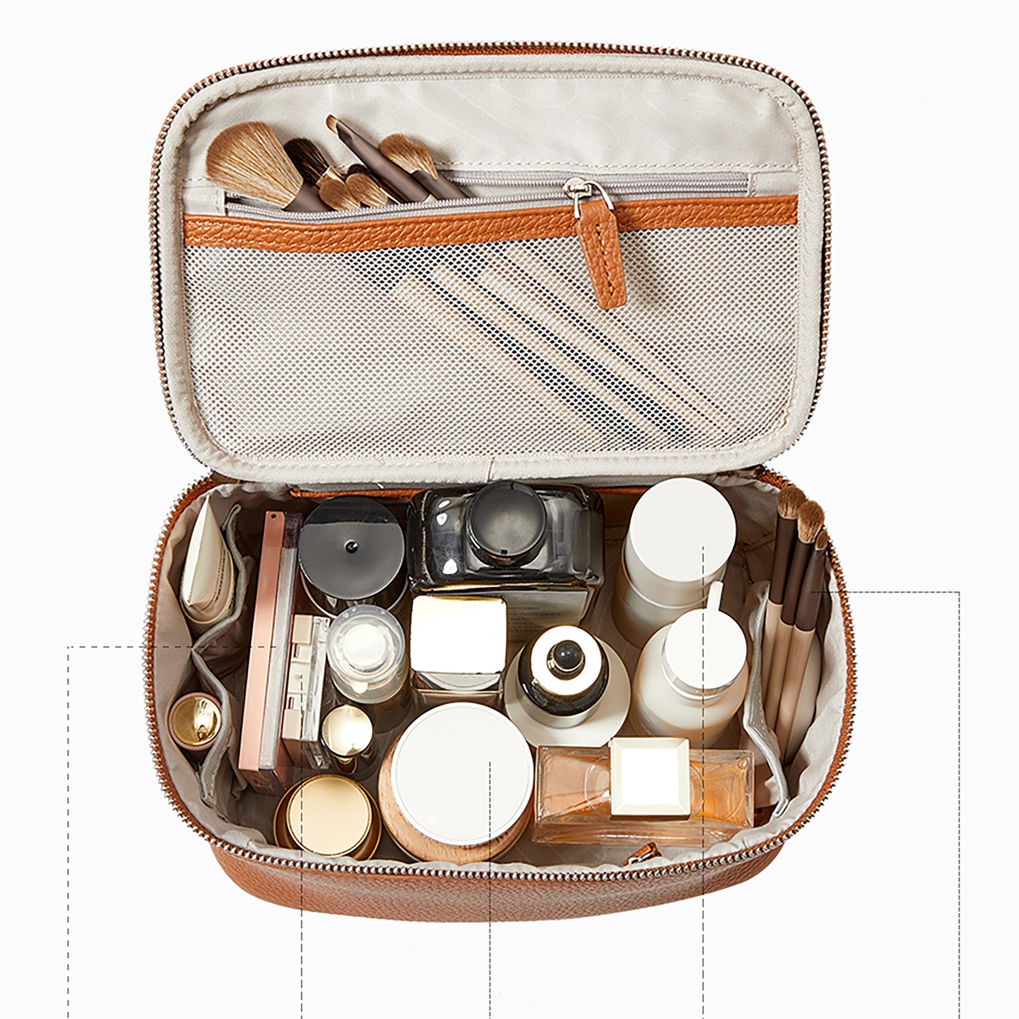 Large Capacity Leather Makeup Bag - Portable Premium Cowhide Travel Toiletry Organizer for Men & Women, Stylish Handheld Storage Bag