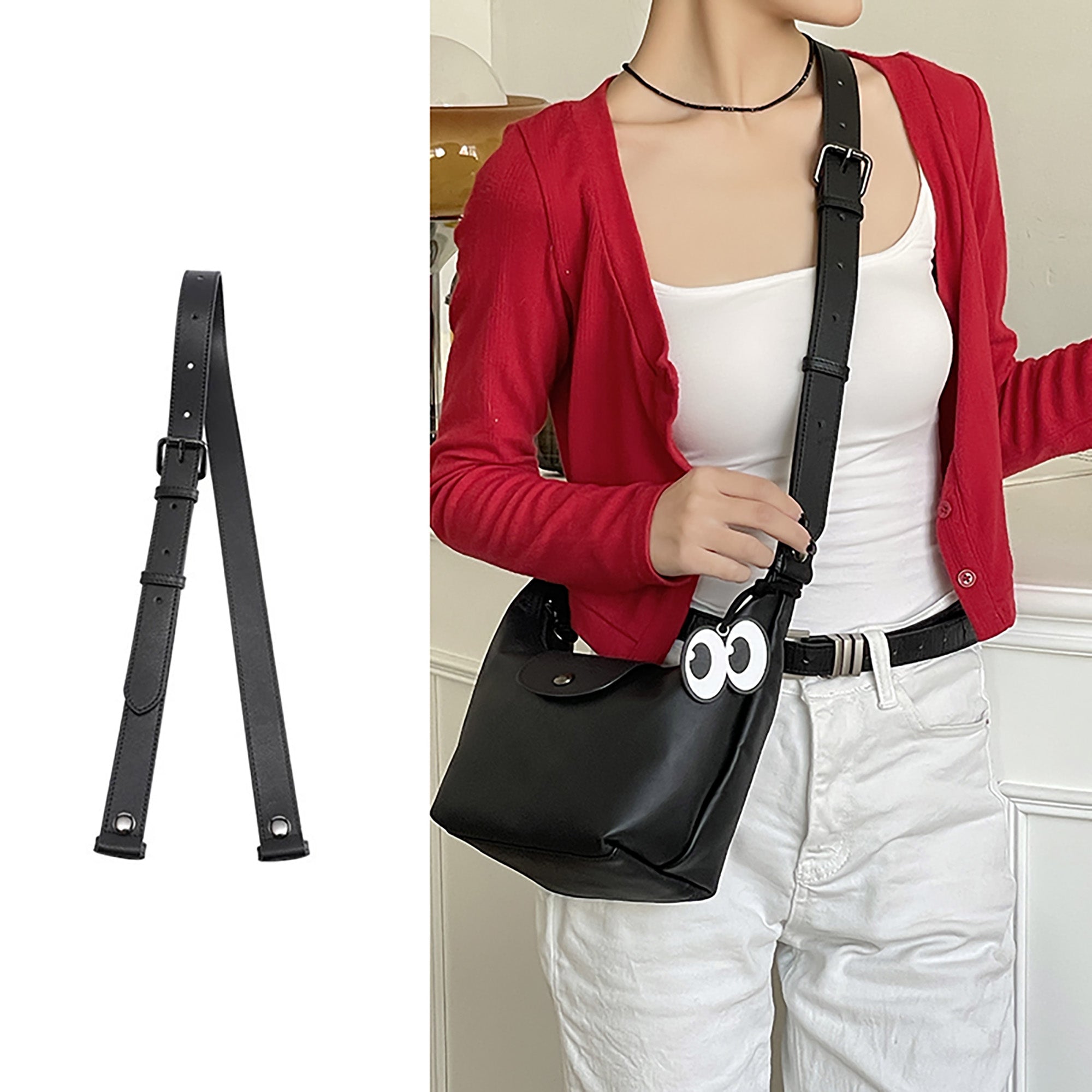 Handcrafted Genuine Leather Extra Crossbody Extension Strap - Replacement Shoulder Strap for Lunch Box Bags, Adjustable & Durable