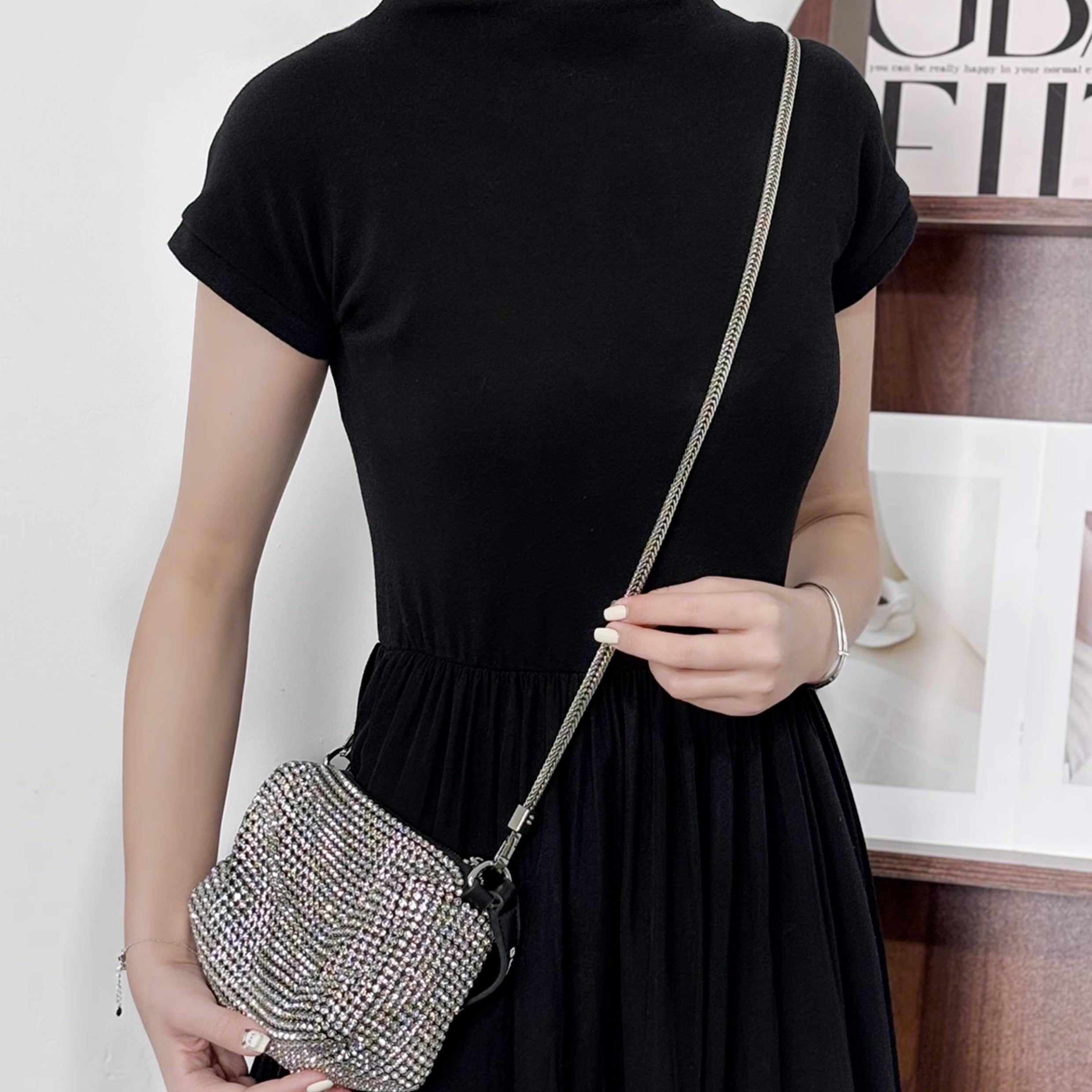 Luxury Alloy Snake Chain Strap for Rhinestone Bag - High-End Crossbody & Shoulder Chain Accessory