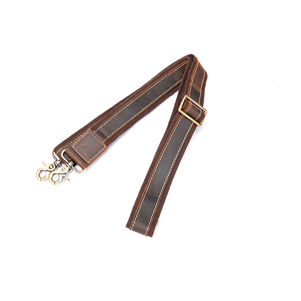 Adjustable Vintage Crazy Horse Leather Shoulder Strap for Men – Crossbody Bag Replacement Strap with Metal Hardware, Retro Style for Leather Bags