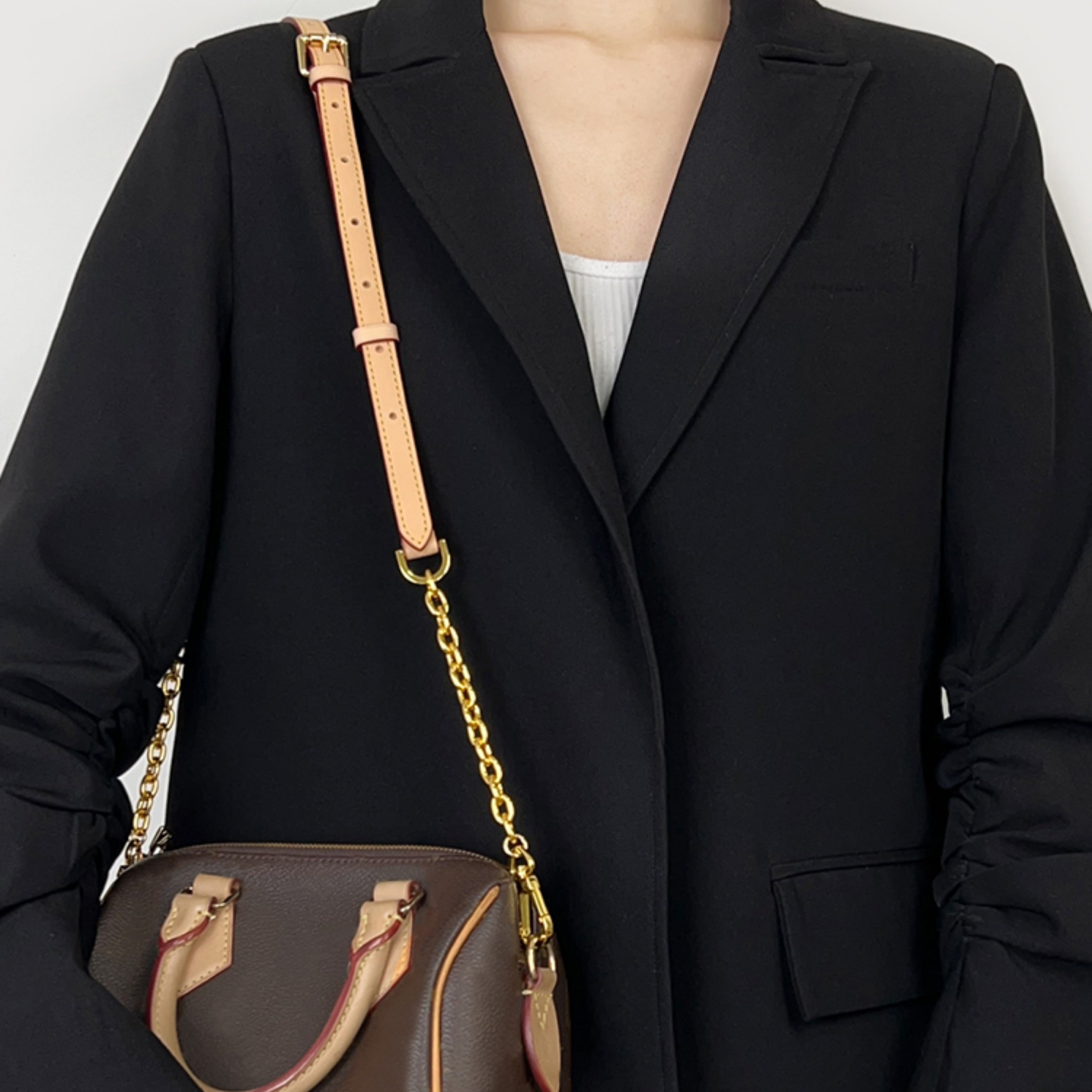 Handcrafted Vachetta Leather Crossbody Chain Strap for Speedy 20 & 25 Bags – Premium Customizable Shoulder Strap, Stylish and Durable Bag Accessory