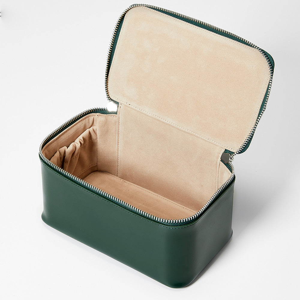 Handcrafted Genuine Leather Makeup Organizer – Portable Travel Toiletry & Skincare Storage Box, Large Capacity