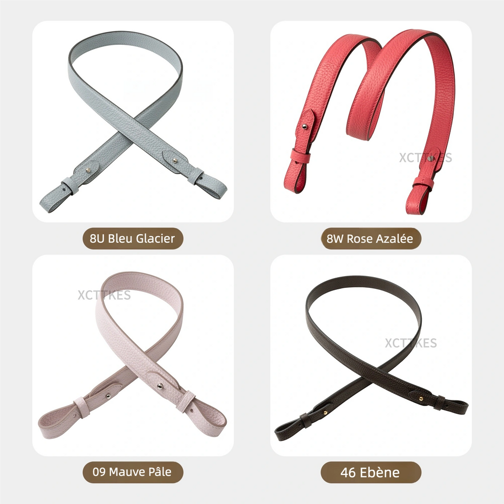 Premium 2.5cm Wide Shoulder Strap for Hermes Picotin, Lindy & Evelyne - Genuine Clemence Leather Replacement Crossbody Belt