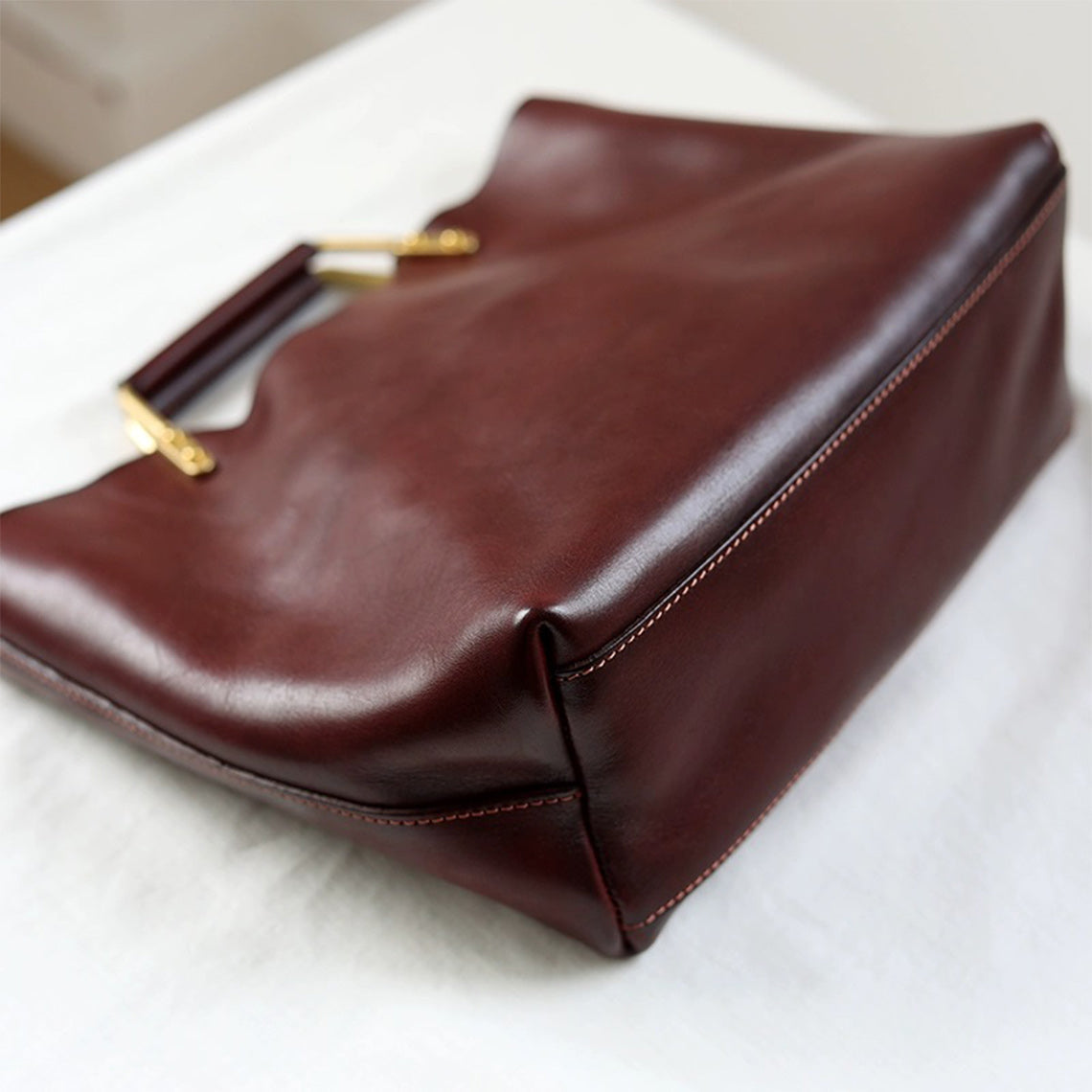 Real Leather Handbag Large | Metal Handles Tote Bag - Wirkin®