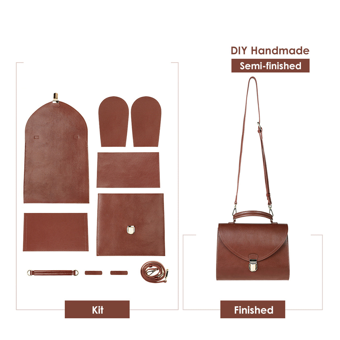 DIY Handbag Kit | Leather Crossbody Bag DIY Craft Kit for Adults - Wirkin 