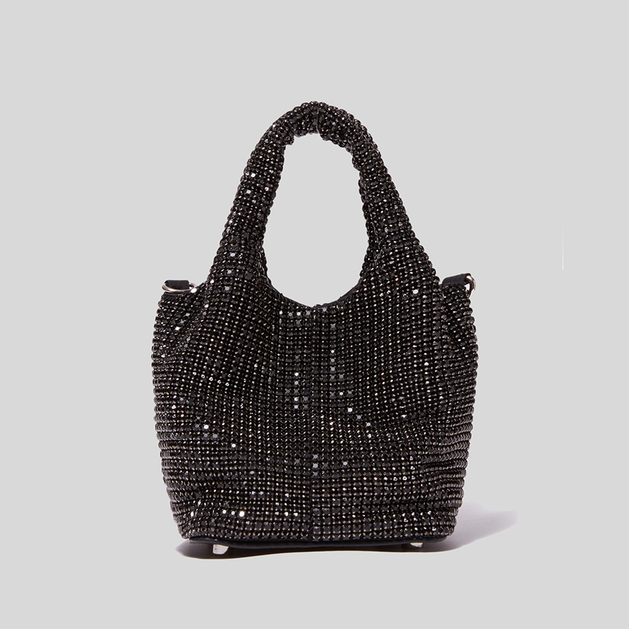 Women’s Small Rhinestones Evening Bucket Bags with Chains image 3