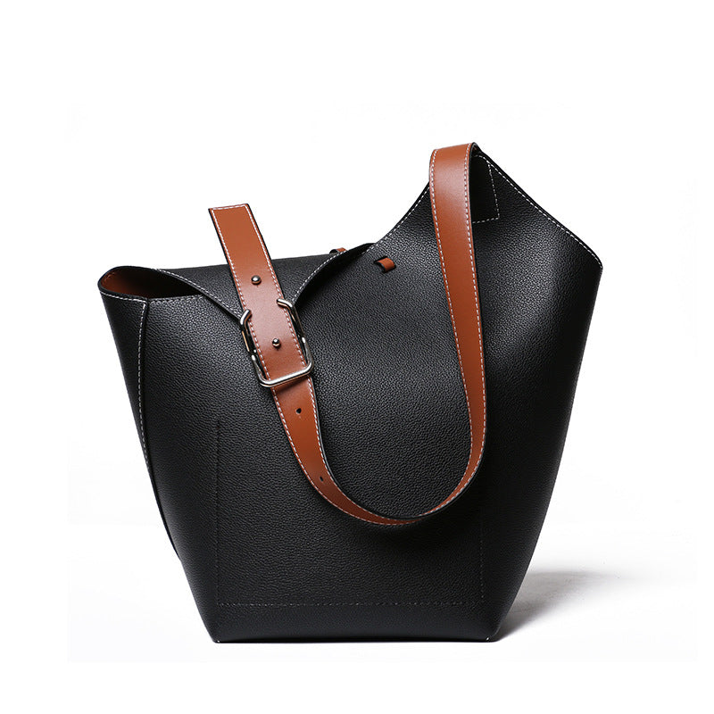 Women’s Asymmetry Genuine Leather Bucket Bags image