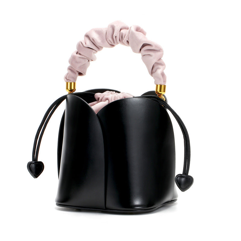 Women’s Genuine Leather Bucket Bags with Drawstring Bag inside image 5