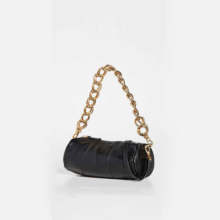 Women’s Genuine Leather Cylinder Bags with Shoulder Chains image 7