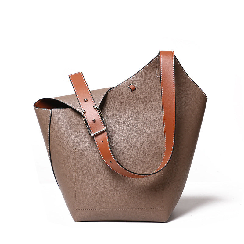 Women’s Asymmetry Genuine Leather Bucket Bags image 3