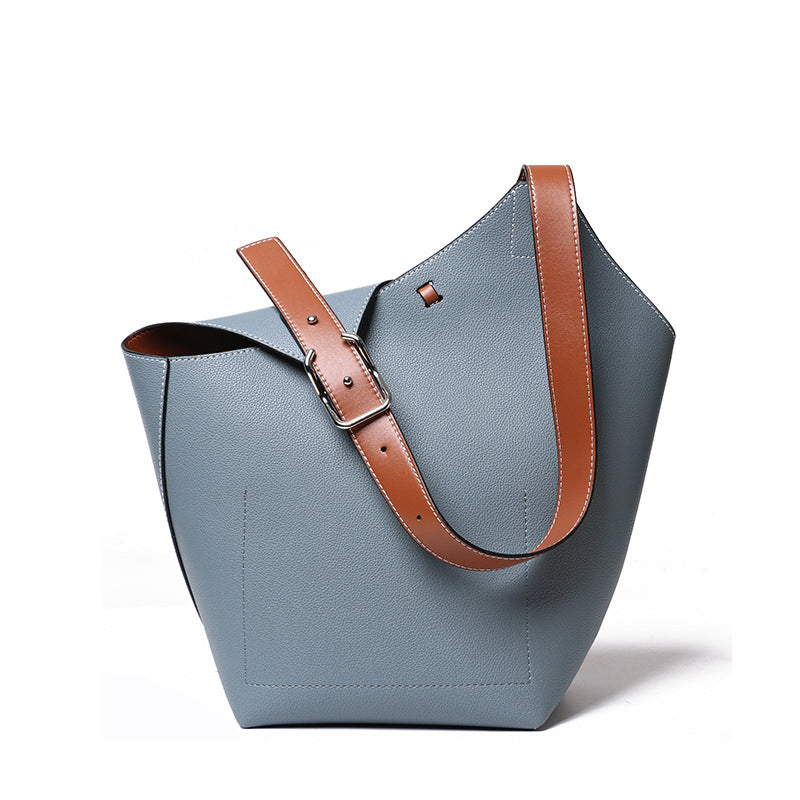 Women’s Asymmetry Genuine Leather Bucket Bags image 4
