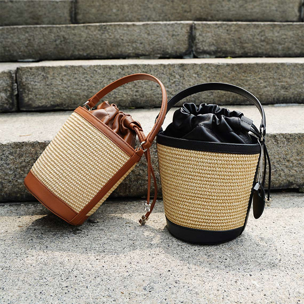 Versatile Straw Leather Small Handbag for Women | Beach Bags