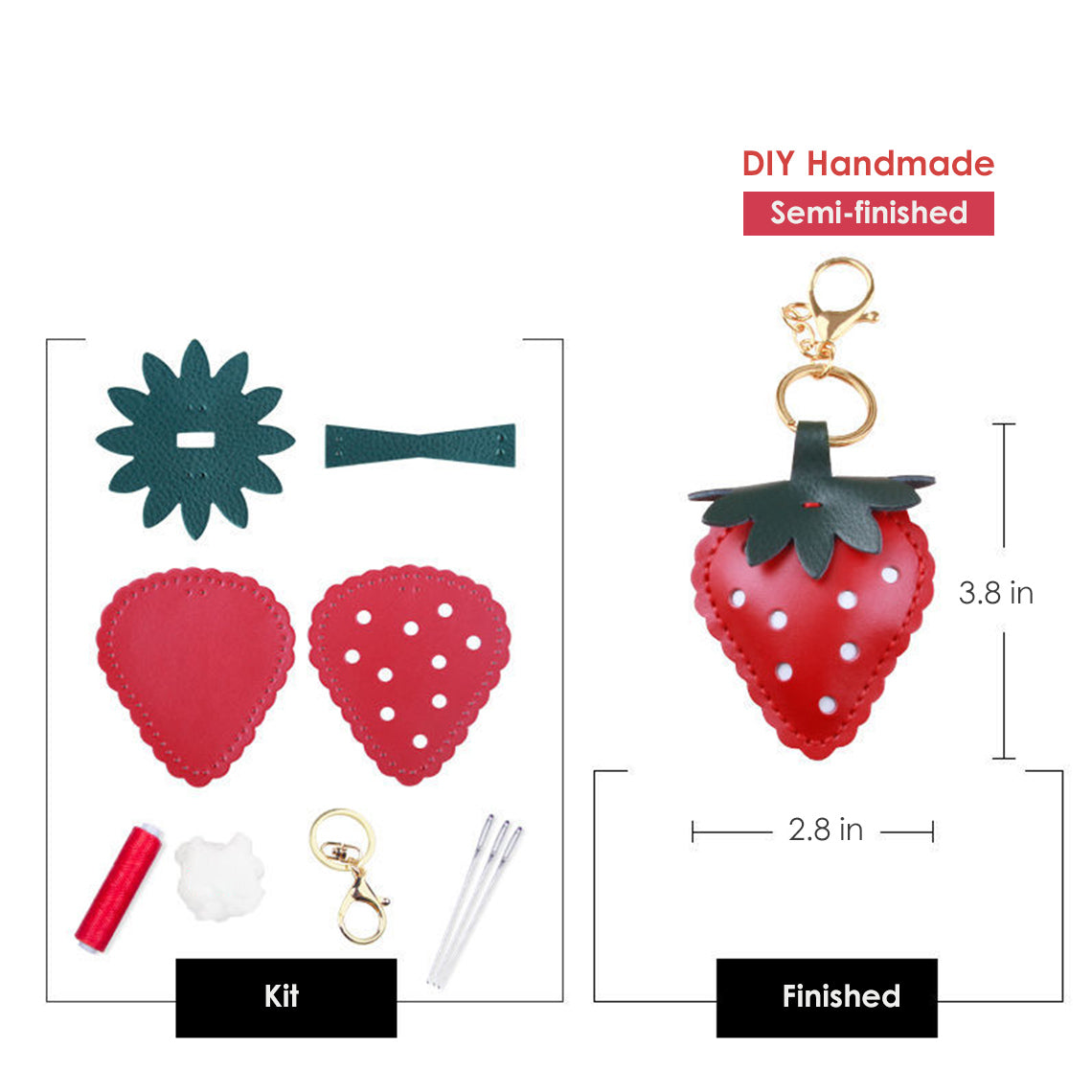 Leather Strawberry Keychain DIY Kit - Strawberry Bag Charm | Wirkin™ 