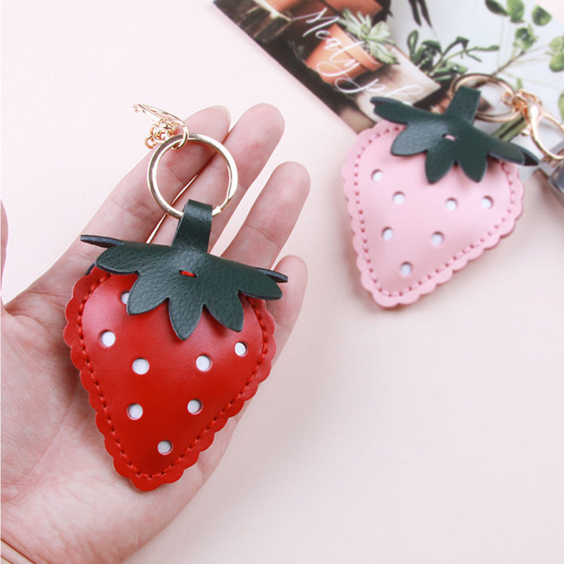 Strawberry Gift Idea - Leather Strawberry Keychain | Wirkin™
