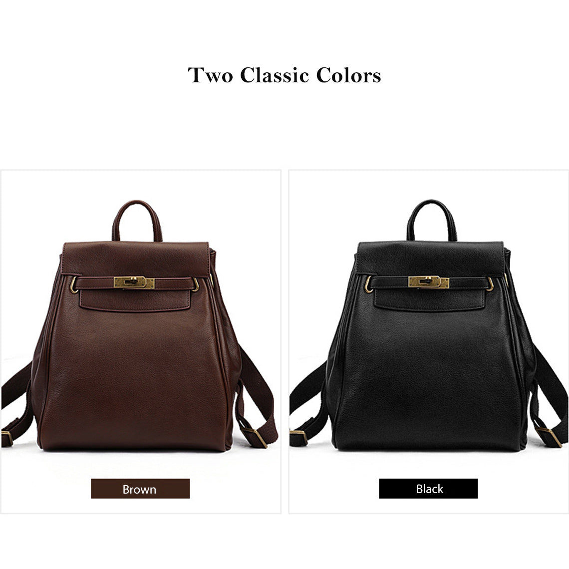Pebbled Full Grain Leather Backpack for Women | Brown, Black - Wirkin®