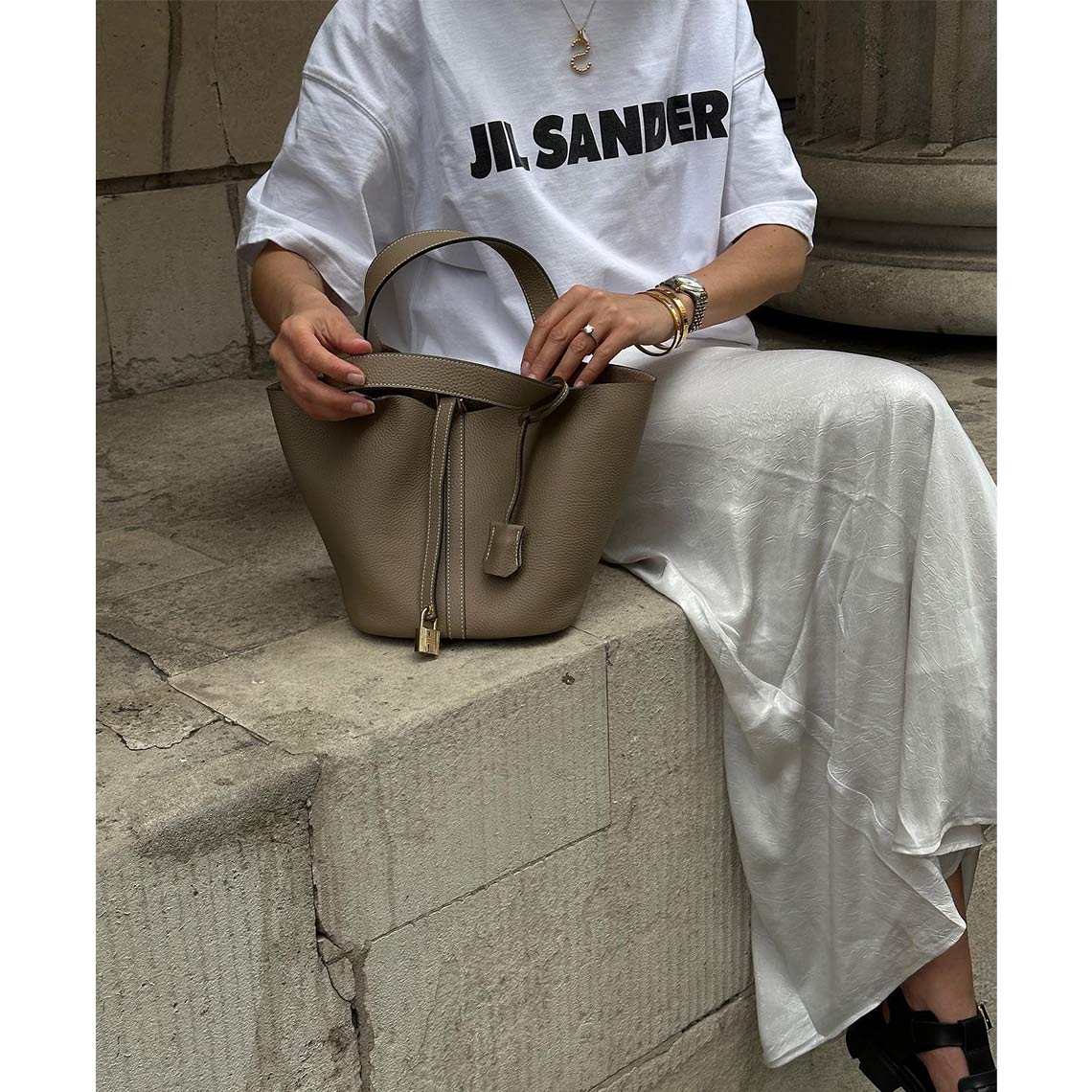 Top Grain Leather Inspired Picotin Lock Handbag