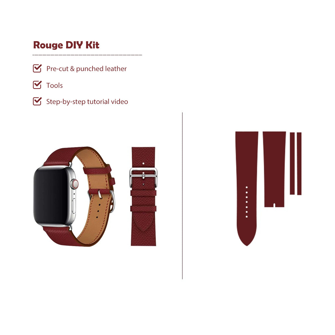 Rouge Apple Watch Band Leather DIY Kit | Wirkin®