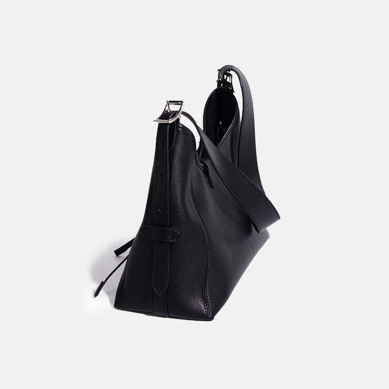 Women’s Black Genuine Leather Magnetic Closure Shoulder Tote Bag image 4