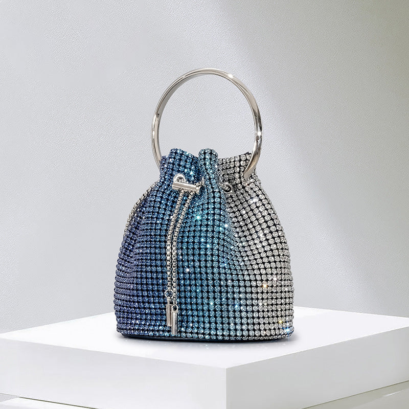 Women’s Blue and Silver Sequin Bucket Bag image 2