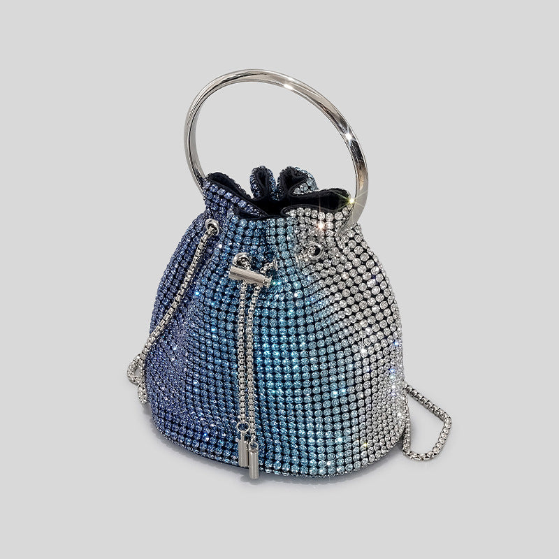 Women’s Blue and Silver Sequin Bucket Bag image