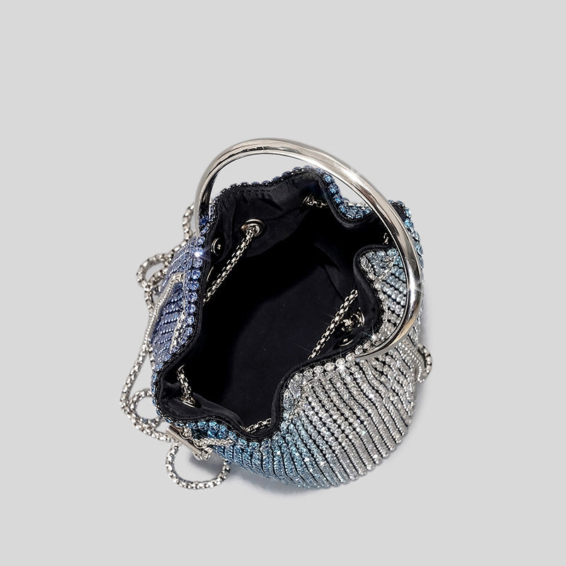 Women’s Blue and Silver Sequin Bucket Bag image 3