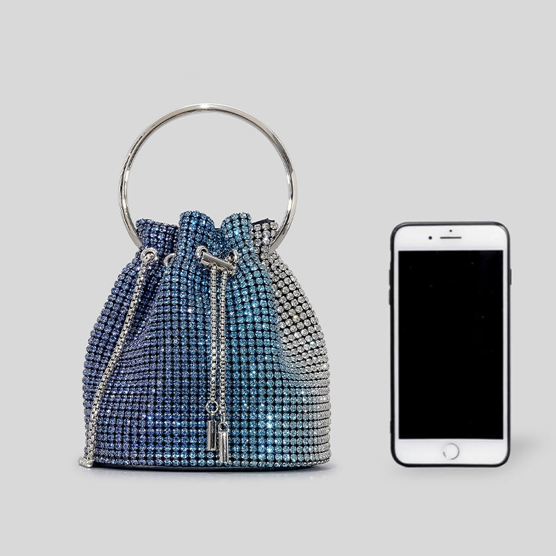 Women’s Blue and Silver Sequin Bucket Bag image 4