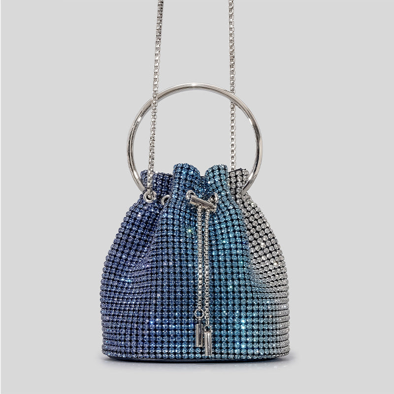 Women’s Blue and Silver Sequin Bucket Bag image 5