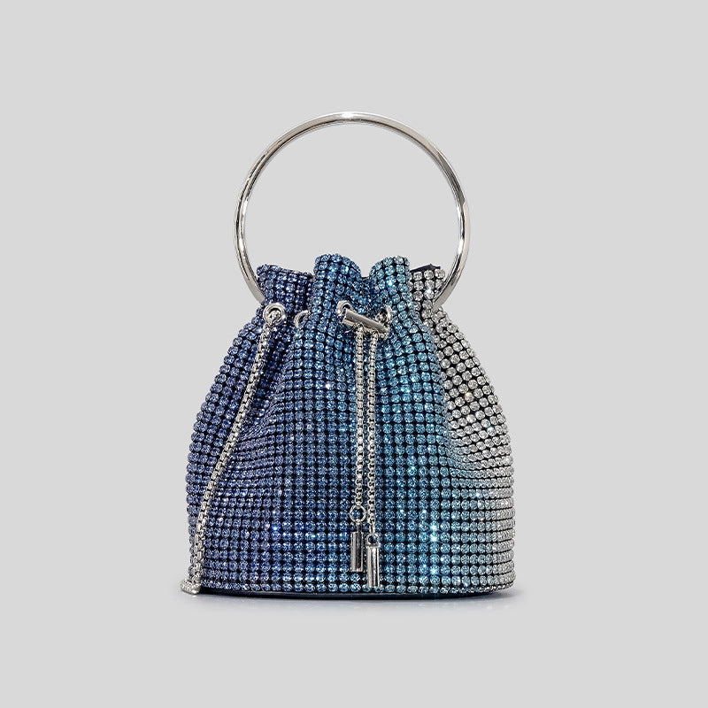 Women’s Blue and Silver Sequin Bucket Bag image 6