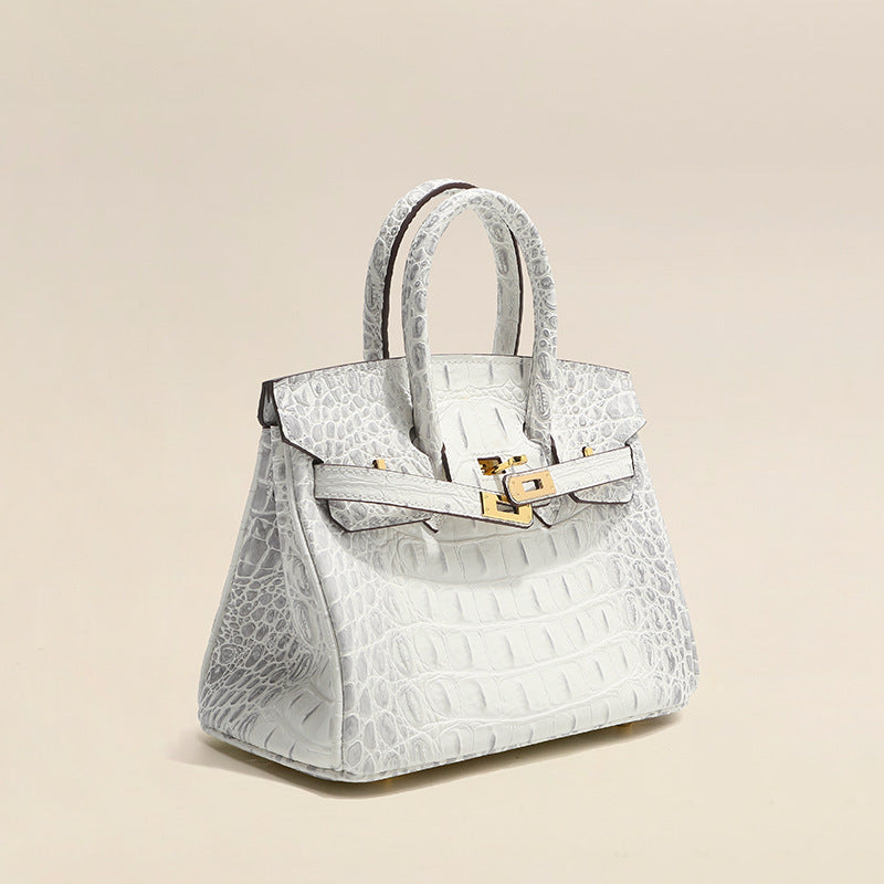 Women’s Crocodile Leather Top Handle Bag with Crossbody Strap image 2