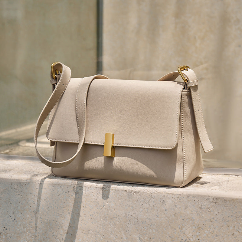 Women’s Flap Lock Buckle Crossbody Shoulder Baguette Bag In Genuine Leather image 8