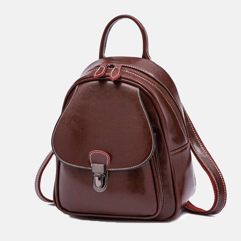 Women’s Genuine Leather Backpacks with Flap Buckle image 5