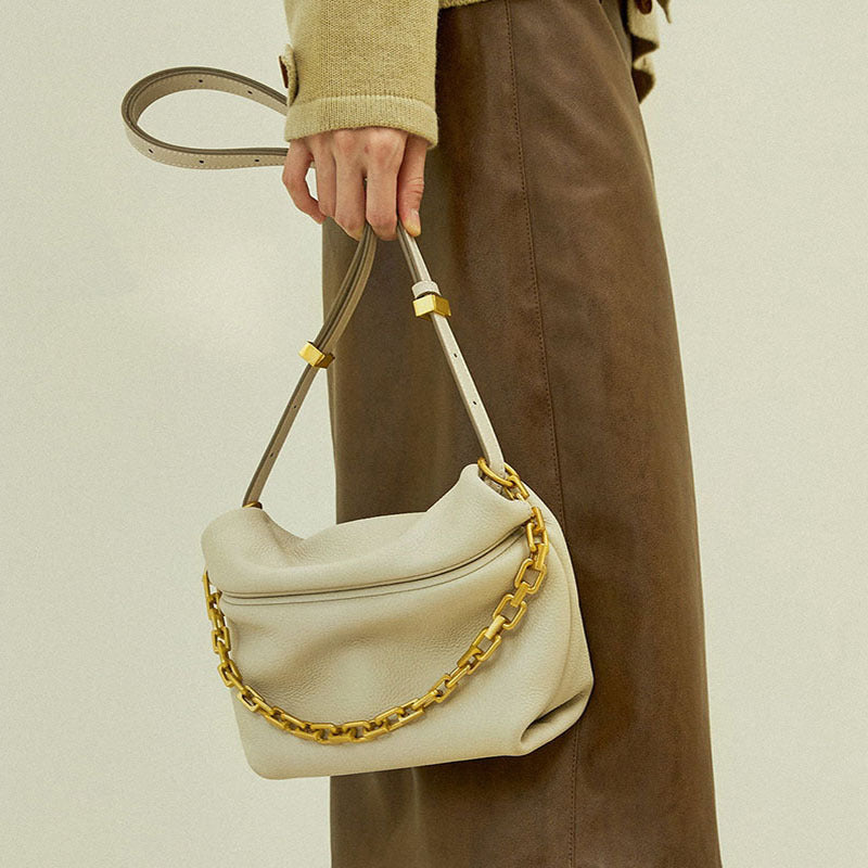 Women’s Genuine Leather Chain Crossbody Shoulder Cloud Bags image 2