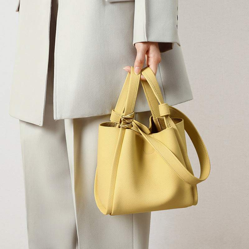 Women’s Genuine Leather Crossbody Bucket Bag image 6