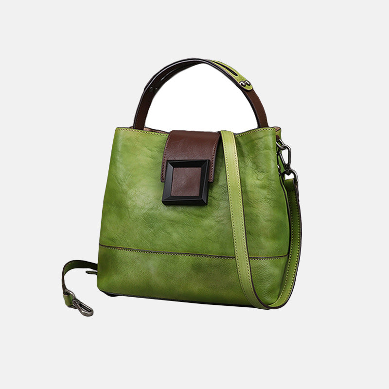 Women’s Genuine Leather Crossbody Bucket Bag with Multiple Compartments image 7