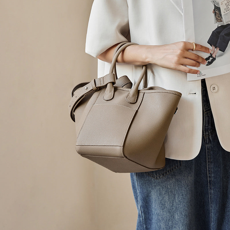 Women’s Genuine Leather Crossbody Bucket Bags With Magnetic Closure image 5