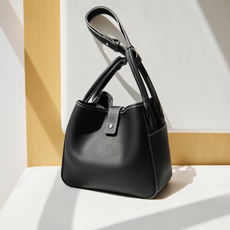 Women’s Genuine Leather Crossbody Bucket Bags With Magnetic Closure image 7