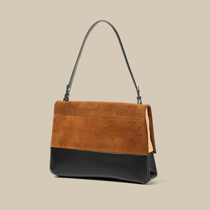 Women’s Genuine Leather Crossbody Shoulder Baguette Bag In Matte Brown image 3