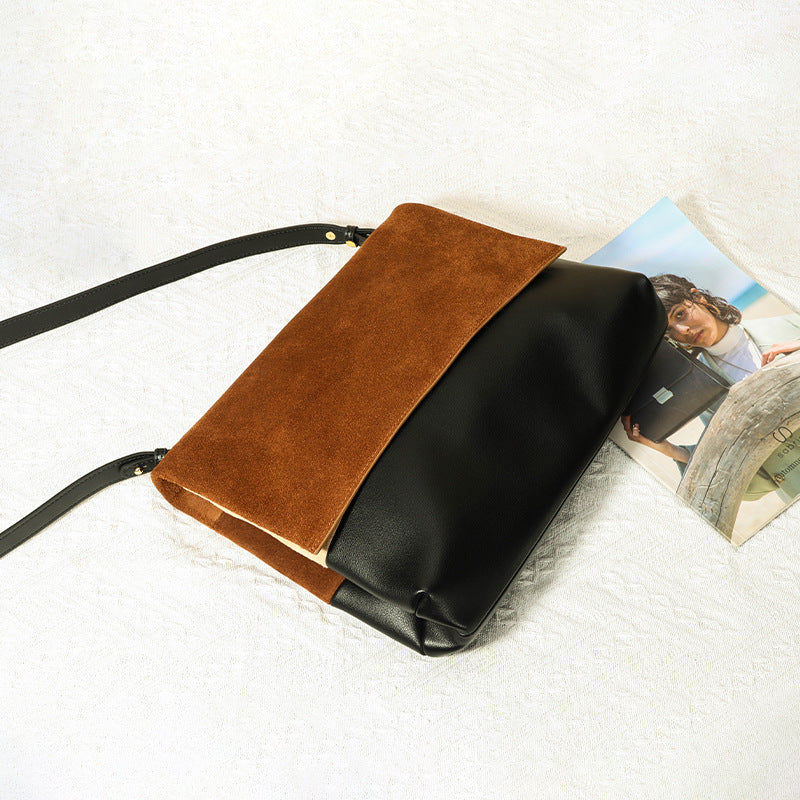 Women’s Genuine Leather Crossbody Shoulder Baguette Bag In Matte Brown image 4