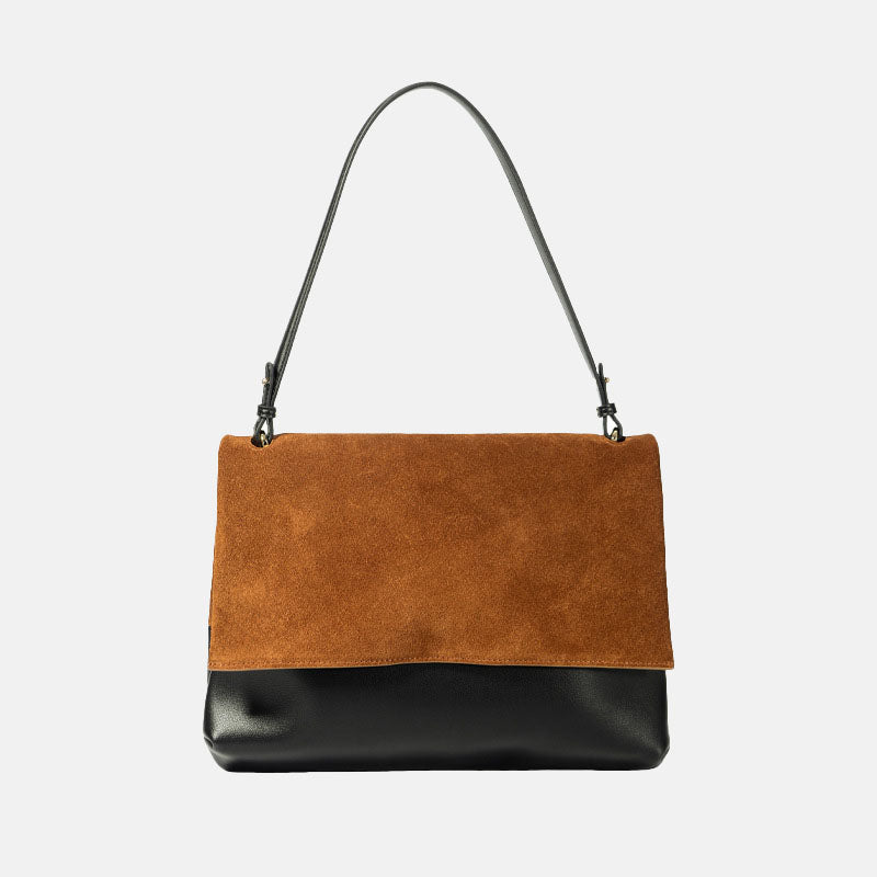 Women’s Genuine Leather Crossbody Shoulder Baguette Bag In Matte Brown image