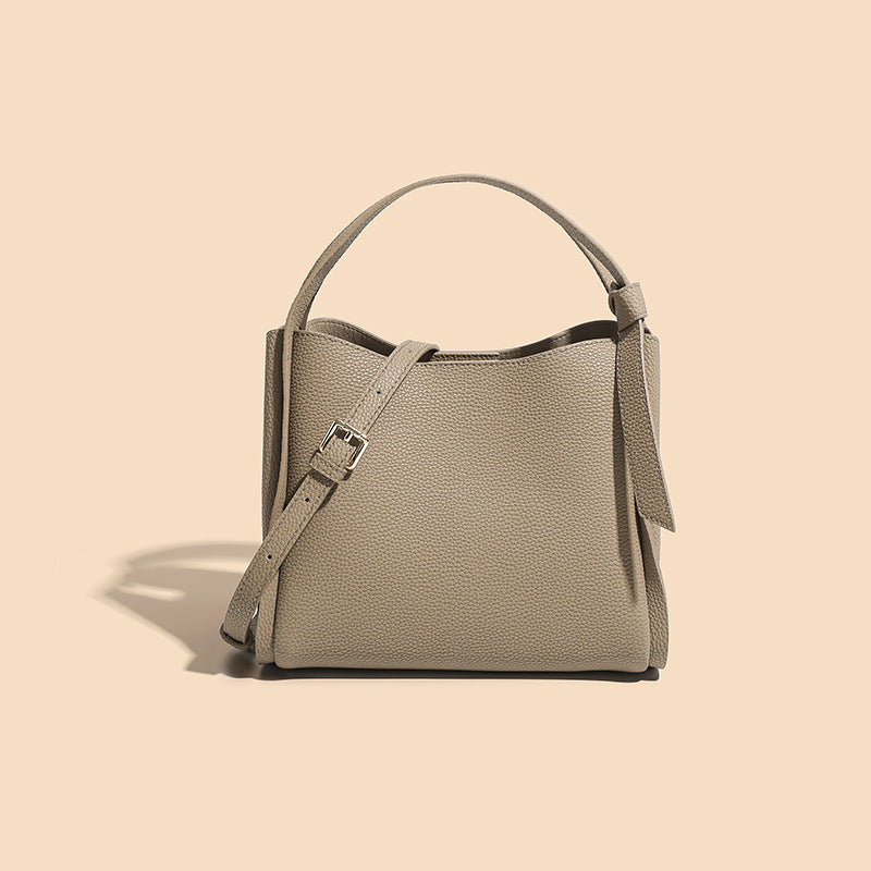 Women’s Genuine Leather Crossbody Shoulder Bucket Tote Bag In Minimalist image 8