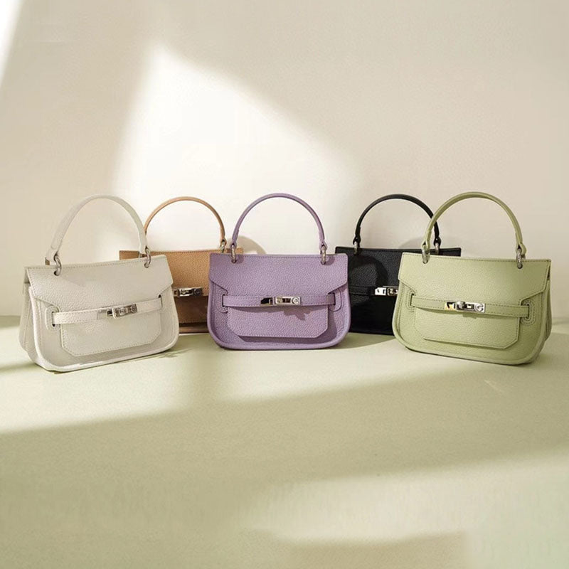 Women’s Genuine Leather Drawstring Buckle Crossbody Shoulder Handbag image 5