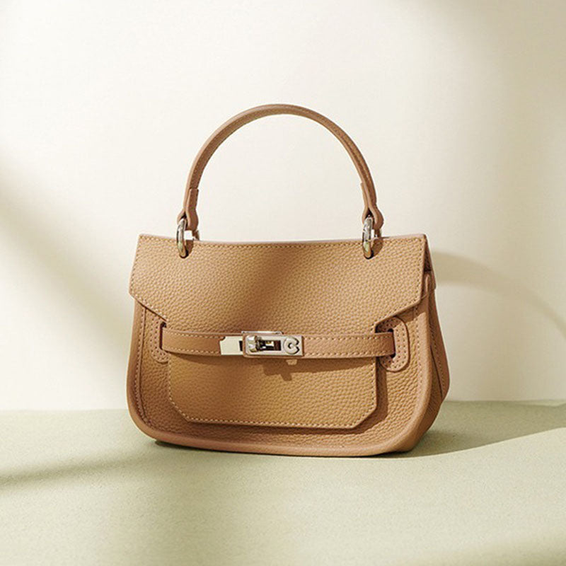 Women’s Genuine Leather Drawstring Buckle Crossbody Shoulder Handbag image 7